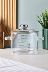1300ml Borosilicate Glass Cooking Pot with Measuring Marks