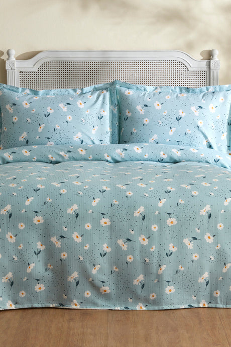 Daisy 100% Cotton Double Pique Bedding Set - Mint