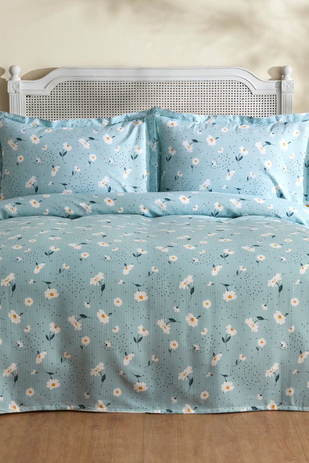 Daisy 100% Cotton Double Pique Bedding Set - Mint