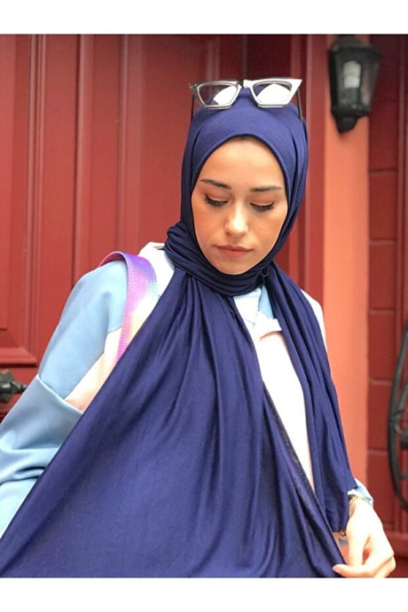 Viscose Jersey Shawl - Navy, Non-See-Through & Breathable