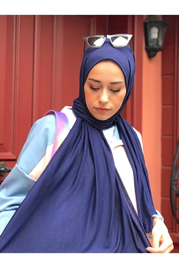 Viscose Jersey Shawl - Navy, Non-See-Through & Breathable