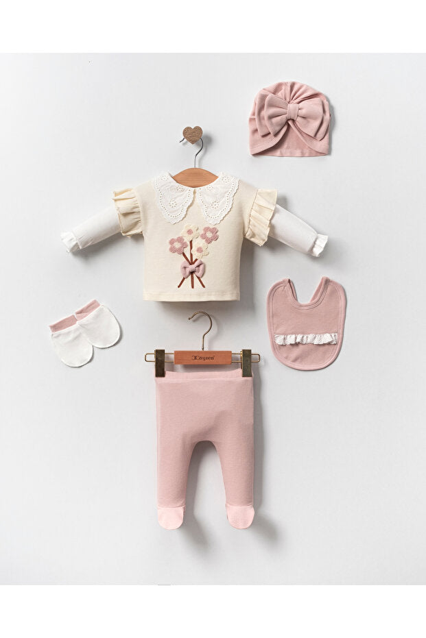 Floral 5-Piece Newborn Baby Romper Set - 0-3 Months