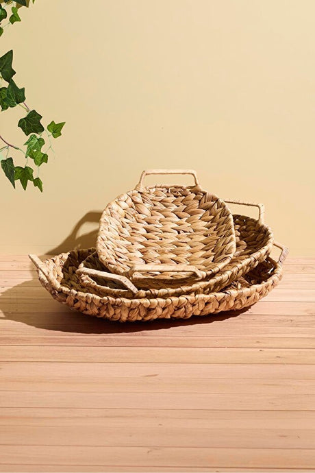 3-Piece Oval Woven Basket Set