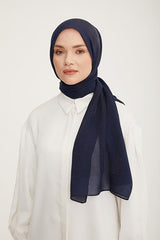 Shiny Logo Detailed Navy Viscose Blend Shawl