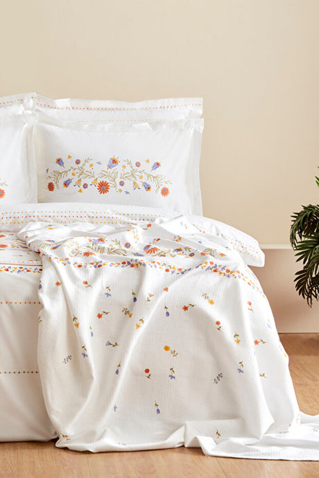 Clarice 100% Cotton Double Duvet Cover Pique Set