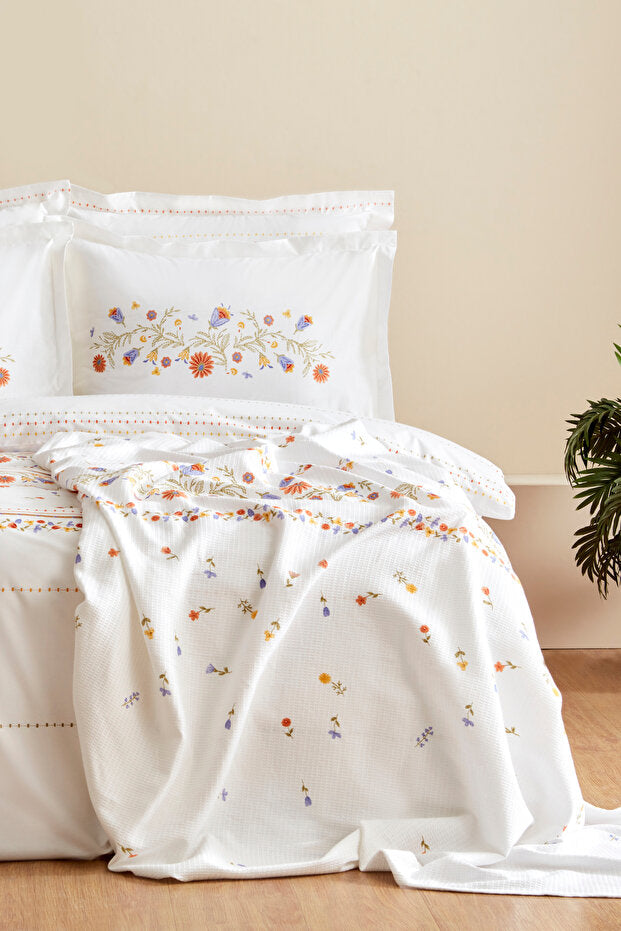 Clarice 100% Cotton Double Duvet Cover Pique Set