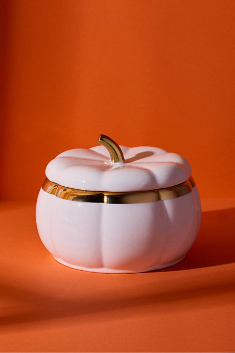 Pumpkin Porcelain XL Lidded Storage Container - 16.5x8 cm