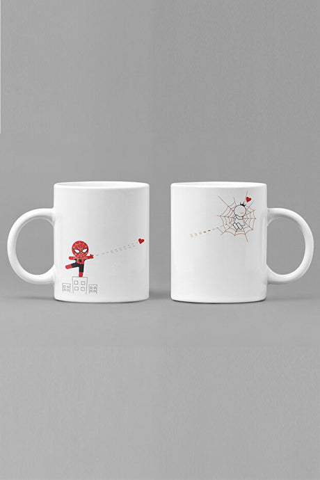 Spiderman Love Story 2-Piece Ceramic Mug Set - 400ml Each