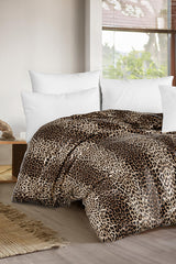 Leopard Print Double Duvet Cover - 200x220 cm, 70% Cotton Blend