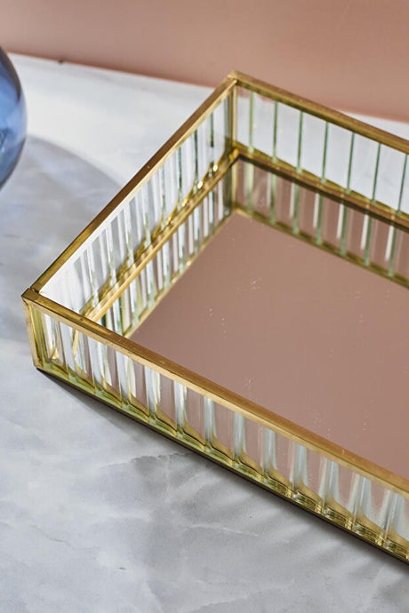 Mirrored Glass Serving Tray - 20cm x 14cm