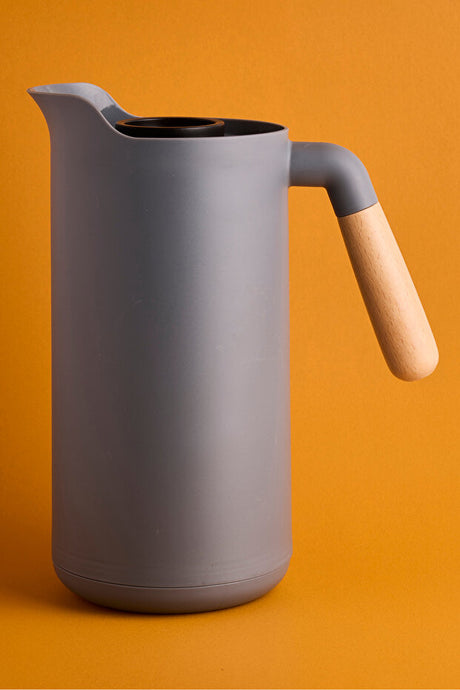 Nordic Vacuum Thermos with Wooden Handle - 1000ml Grey