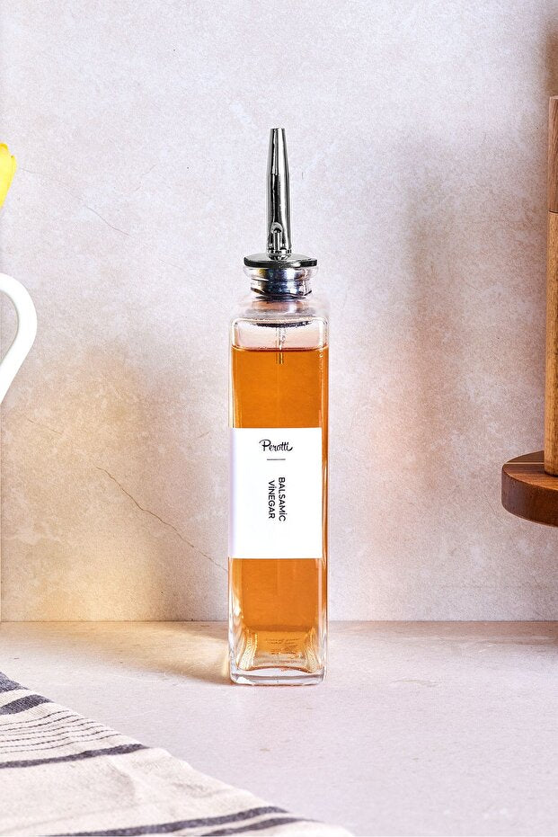 350ml Glass Oil & Vinegar Dispenser Bottle with Silver Pour Spout