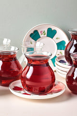12-Piece Glass Tea Set with 210ml Cups and Saucers