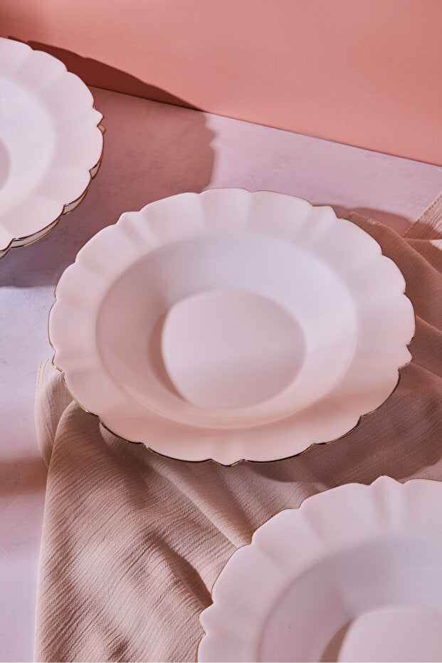 25 cm Scalloped Edge Opal Dinner Plate