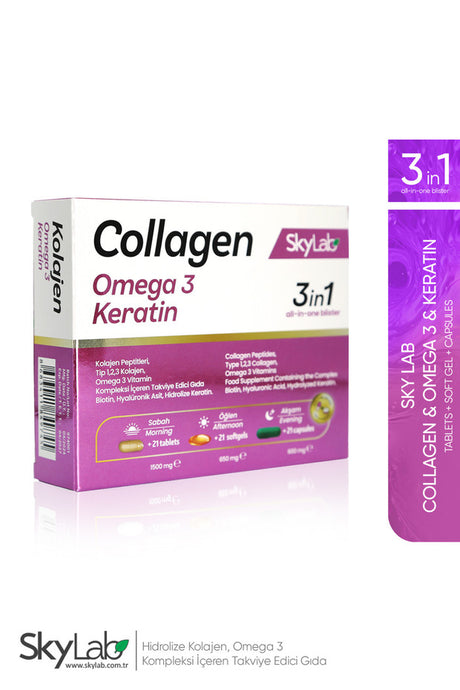 Collagen Omega 3 Keratin - 21 Day 3-in-1 Support