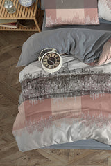 Ruby Patterned Double Duvet Cover Set - Reversible, Fitted Sheet