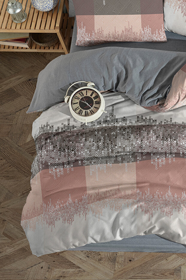 Ruby Patterned Double Duvet Cover Set - Reversible, Fitted Sheet
