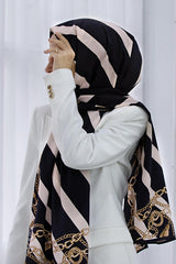 Luxury Medina Silk Shawl - Striped & Chain Pattern