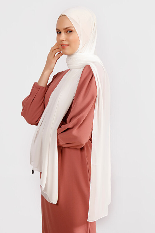 Crepe Chiffon Shawl - Light & Elegant Off-White