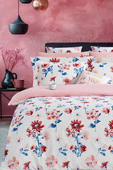 Double Fitted Sheet Duvet Cover Set - Daisy White Cotton