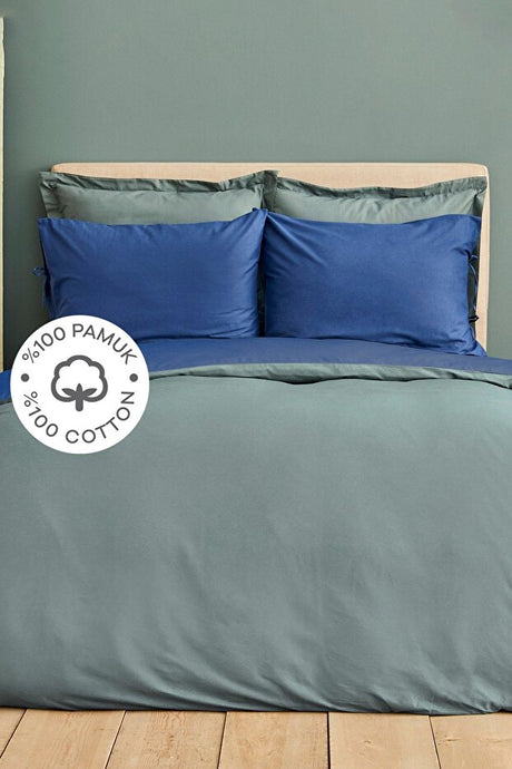 Double-Sided 100% Cotton Double Duvet Cover Set - 200x220cm