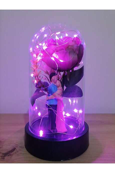 Lighted Rose & Lovers Figurine Dome - Romantic Gift