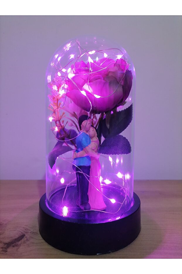 Lighted Rose & Lovers Figurine Dome - Romantic Gift