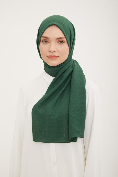 Green Striped Textured Jazz Shawl - Soft & Wrinkle-Free