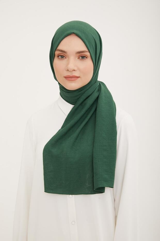 Green Striped Textured Jazz Shawl - Soft & Wrinkle-Free