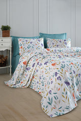 Double Floral Lila Printed Pike Bedding Set - 4 Pieces