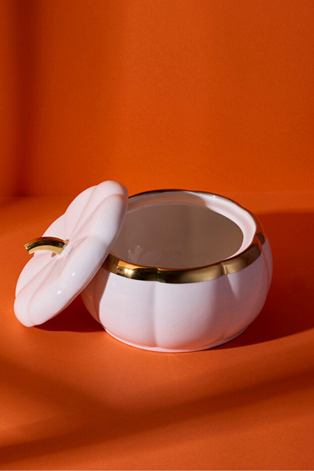 Pumpkin Porcelain XL Lidded Storage Container - 16.5x8 cm