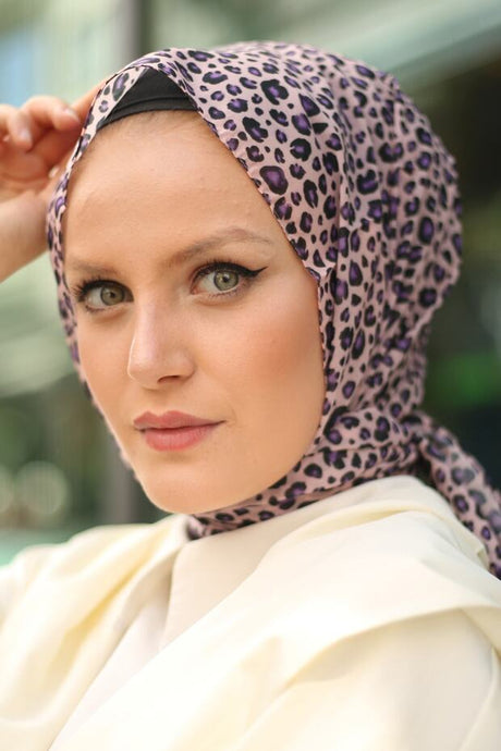 Leopard Print Chiffon Shawl - Powder Pink