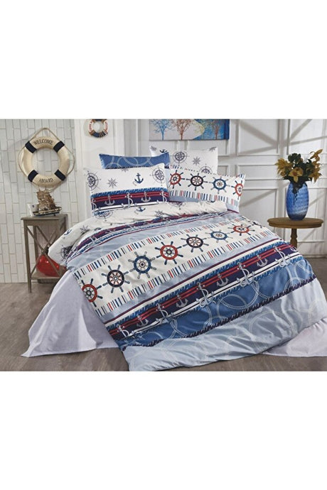 Single Nautical Duvet Cover Set - 3 Piece with Fitted Sheet