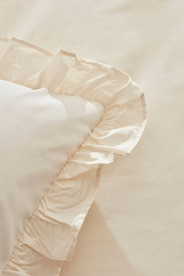 Pure 100% Cotton Double Duvet Cover Set - Ecru 200x220cm