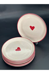 Heart Design Ceramic Dessert Plates - Set of 4 (21cm)