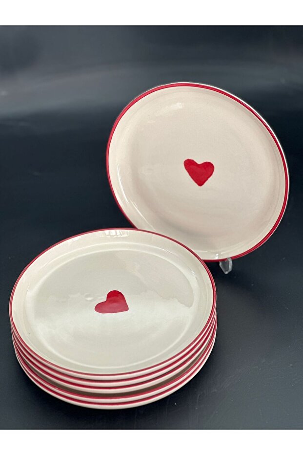 Heart Design Ceramic Dessert Plates - Set of 4 (21cm)