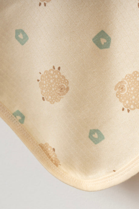 Lamb Pattern Beige Natural Cotton 80x90 cm Single Layer Baby Blanket