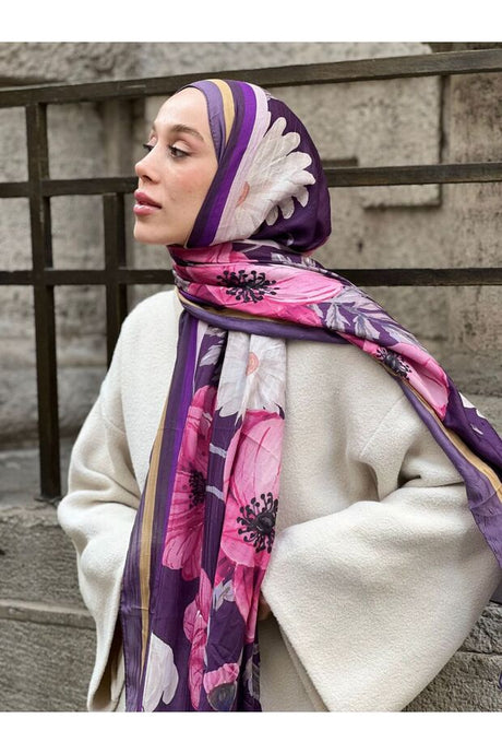 Châle en bambou - Design floral vibrant de marguerite