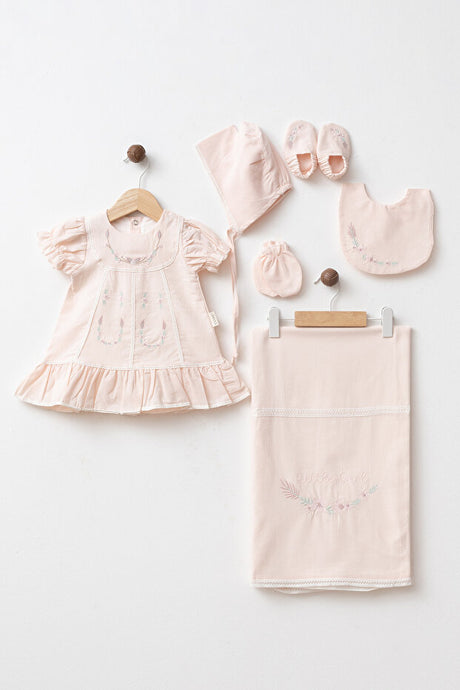 Newborn Baby Girl Premium Embroidered Dress & Accessory Set - 0-3 Months