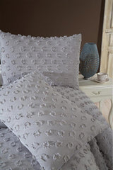 Double Pique Bedding Set - 3 Piece Grey Cotton