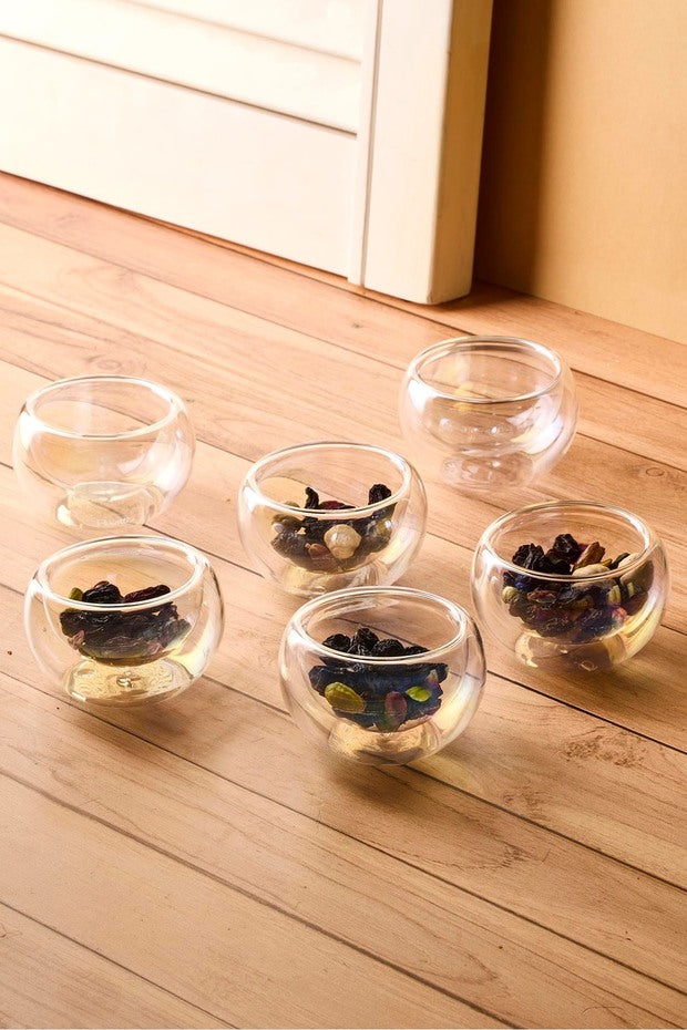 Multi-Purpose Double-Walled Glass Serving Bowls - 6 Pack