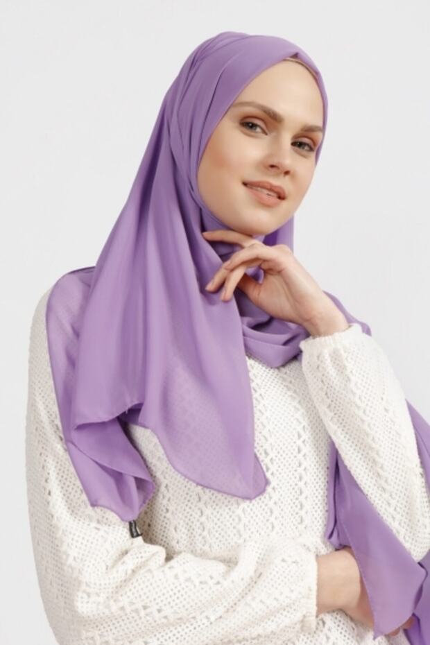 Lilac Crepe Chiffon Shawl - Light & Breathable