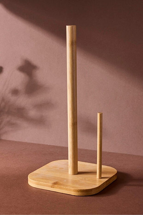 Bamboo Square Paper Towel Holder - 14.5 cm Ergonomic Design