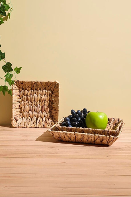 Woven Natural Fiber Serving & Storage Baskets - Set of 3