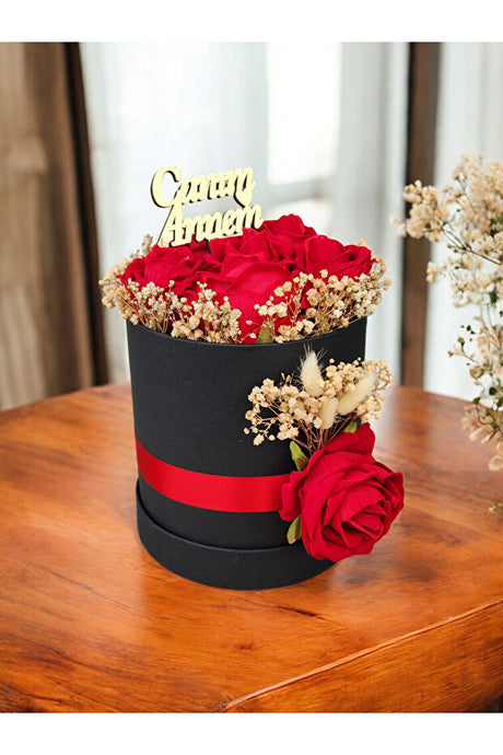 7 Artificial Velvet Roses in Gift Box - Non-Fading Flowers