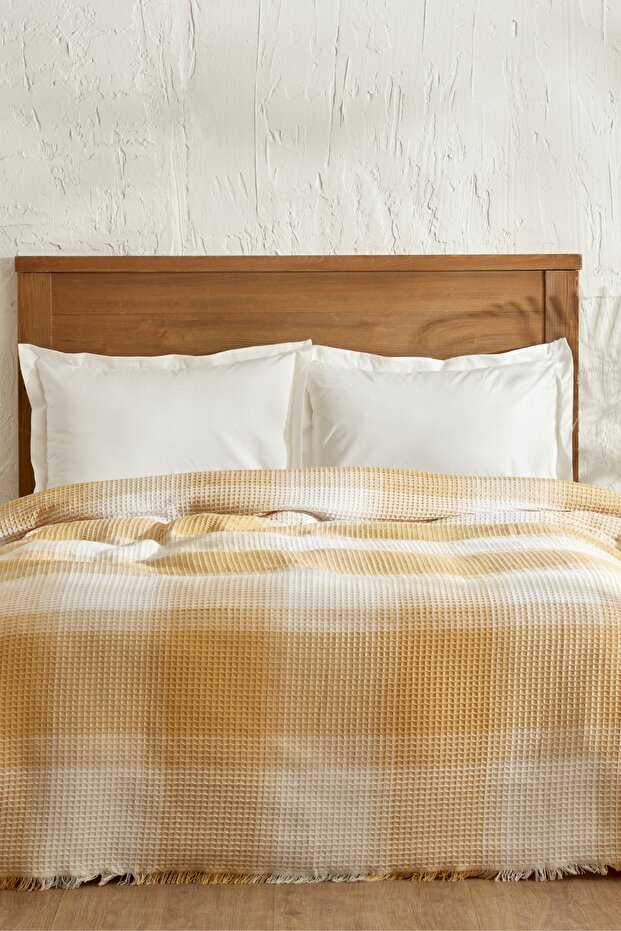 Flow Waffle Pike Blanket - Mustard Plaid, 200x230 cm