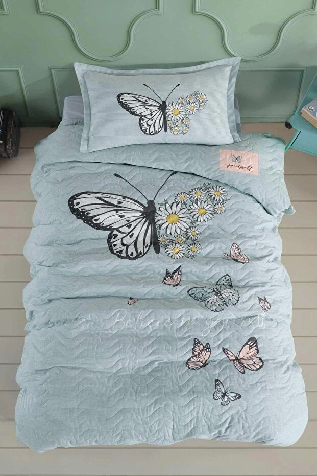 Ranforce 100% Cotton Single Bedding Set - Four Seasons Butterfly Daisy