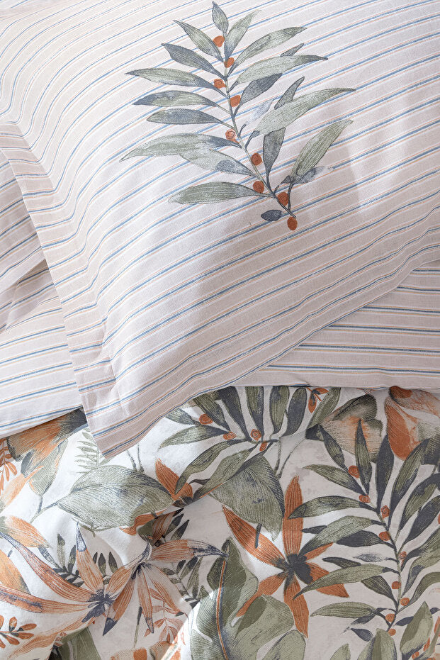 Amy Single Ranforce Duvet Cover Set - 100% Cotton Tropical