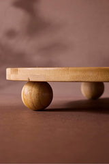 25 cm Round Bamboo Serving Tray with Feet - Elegant Presentation