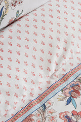 Indra 100% Baumwolle Doppelbett-Bettwäsche-Set – Blumenmuster Lachsfarben